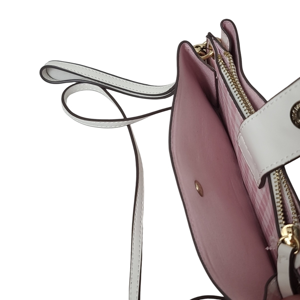 Nanette Lepore Plaid Pink White Crossbody Wristlet Bag - Picture 8 of 12